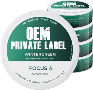 OEM Private Label Caffeine Free Pouches L-Theanine L-Tyrosine Alpha GPC Wintergreen Flavor Dietary <b>Supplement</b> Manufacturer - Product Image 1