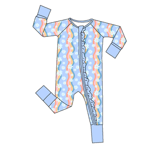 Pijama de Bambú Personalizado con Estampado de Princesa y Ribete de Volantes, 95% Bambú, 5% Elastano - Product Image 3