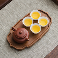 Plateau à thé chinois minimaliste empilable en bois de noyer massif et petite table avec porte-théière et tapis à collation