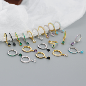 925 <b>Sterling</b> <b>Silver</b> Women's Luxury Style Teardrop Zirconia Green Black Crystal Earrings - Product Image 5