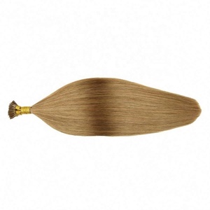 Extensions de cheveux I Tip en kératine italienne brun clair, double trame, cheveux vierges bruts - Product Image 1