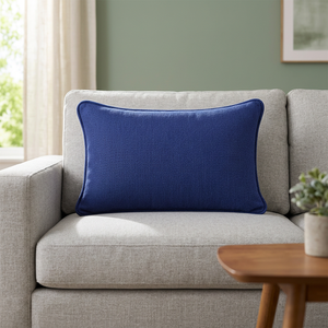 Premium Boucle Rectangular Decorative Cushion Cover with Contrast Piping | Textured Woven Accent <b>Throw</b> Pillow <b>for</b> <b>Sofa</b> - Product Image 5