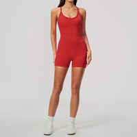 Combinaison de yoga |   Combinaison de sport sans couture à dos croisé personnalisée |   Combinaison de shorts moulants de sport pour femmes