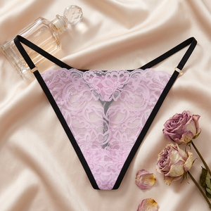Tanga de Encaje Floral Transparente para Mujer, con Tirantes Finos, Cintura Baja, Sexy, Ropa Interior con Entrepierna de Algodón Transpirable - Product Image 2