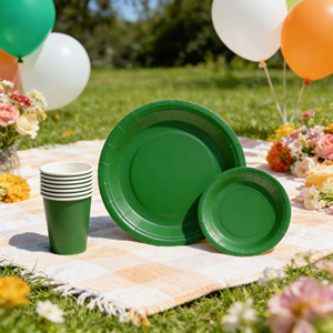 DAMAI - Vajilla de Papel de Color Sólido para Fiestas, Juego de Vajilla Desechable de Color Liso, Platos de 7 y 9 Pulgadas, Vasos de Papel, Servilletas - Product Image 1