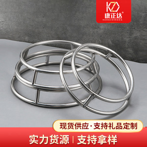 Stainless Steel Pot <b>Rack</b> Double Layer Round <b>Kitchen</b> Storage Organizer For Wok Tableware Heat Insulation Mats - Product Image 5