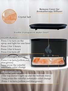Salt Stone Aroma Diffuser Ultrasonic Aromatherapy Diffuser Mini Portable Simulated <b>Flame</b> Night Light Humidistat 1-Year Home Use - Product Image 5