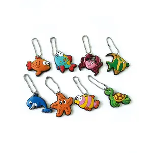 Promotional Hard Custom Eco-friendly Recycled Make Wholesale Small Diy Animal Figure With Rubber Flat Plastic Keychains