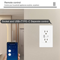 Nouvelle conception, prise électrique en cuivre 15A, norme américaine, 2 prises AC, chargeur USB Type-C, prise murale intelligente WiFi, commande vocale