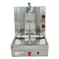Machine à kebab/shawarma professionnelle écologique au gaz, en acier inoxydable, à deux brûleurs, pour hôtels et restaurants