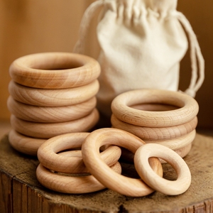 Bracelets personnalisés Dentition 54mm En Bois de Hêtre Naturel Anneau De Dentition Bébé Jouets - Product Image 5