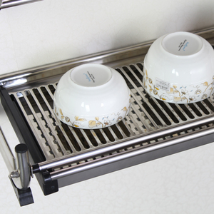 Ultimi prodotti scaffali di stoccaggio per piatti a 2 piani in <span class=keywords><strong>acciaio</strong></span> inossidabile da cucina a parete - Product Image 4