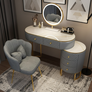 <span class=keywords><strong>Table</strong></span> de toilette avec tiroirs de rangement, coiffeuse en bois massif, style moderne, luxe léger, miroir, quincaillerie en acier inoxydable, meubles de chambre à coucher - Product Image 4