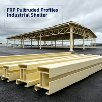 Profils pultrudés en PRV pour structure principale de abri industriel, renforcés, fiables, pour applications extérieures, construction et infrastructures