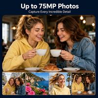 Caméra de vlogging 4K 75MP avec objectif rotatif à 330°, WiFi, écran tactile de 1,72 pouces, suivi du visage