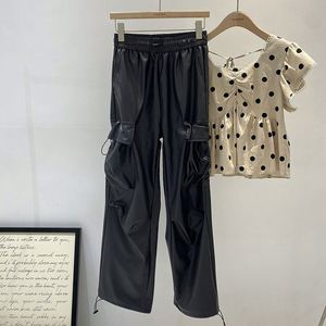 Produttore di abbigliamento 2024 nuovi bambini ragazza adolescente moda Pu <span class=keywords><strong>pelle</strong></span> <span class=keywords><strong>pantaloni</strong></span> Cargo 3-15 anni - Product Image 4