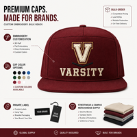 Casquette 5 panneaux en toile de coton avec étiquette personnalisée, style preppy streetwear, pour les acheteurs de détail de style de vie, avec broderie sur mesure