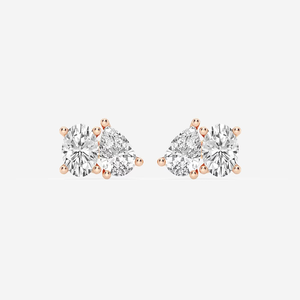 Élégantes boucles d'oreilles clous ovales et en forme de poire de 1,5 carat avec diamants de laboratoire étincelants, bijoux de luxe éthiques pour femmes - Product Image 2