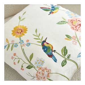 Soft Velvet Throw <strong>Pillow</strong> <strong>Cover</strong> Embroidered Flower <strong>Pillow</strong> Cases With Zipper - Product Image 3