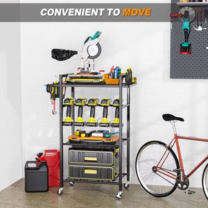 Power Tool Organizer <strong>4</strong> Layer Heavy Duty Metal Power Tool Storage <strong>Rack</strong> with Wheel Floor Rolling Storage Cart on Wheels - Product Image 4