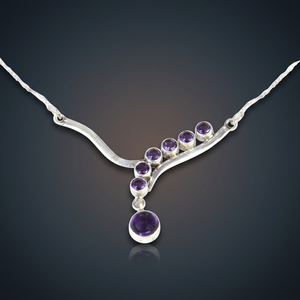 Amethyst Gemstone <b>Silver</b> <b>Necklace</b> Fashion <b>Necklaces</b> for Party Wear - Product Image 3