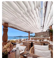 LANJO Rideau de voile en mousseline de luxe pour plafond, décoration murale et plafond, style vague de mariage, forme goutte d'eau, décorations à effet de vent