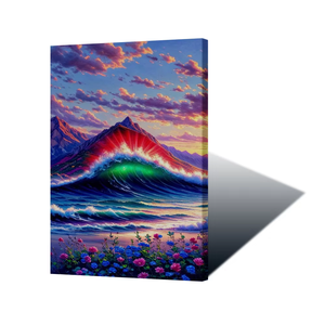 Stampa d'Arte Murale <span class=keywords><strong>con</strong></span> Montagne Viola <span class=keywords><strong>e</strong></span> Fiori, Stampa ad Alta Definizione, Dipinto su Tela <span class=keywords><strong>con</strong></span> Cornice Interna per Decorazione Murale - Product Image 4