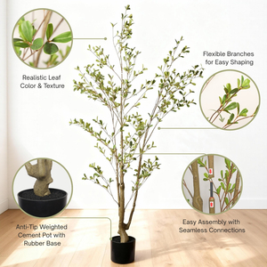 Artificial Olive <b>Tree</b> 5FT Faux Indoor Plant Lifelike Potted Decor for Living Room Home - Product Image 3