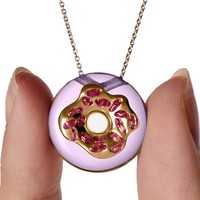 Kalung Gaya Donat Eropa Amerika Terbaru dengan Rantai Bambu Kuningan Berlapis Emas Desain Sporty Nuansa Mewah Ringan