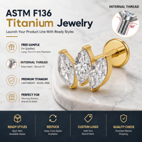 Aopo Grand ASTM F136 Titanium 16G Mini Beaded Sun Labret Stud CZ Flower Tragus Cartilage Helix Conch Nose Piercing Perhiasan Tubuh