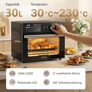 Four <span class=keywords><strong>à</strong></span> Friture Électrique Carré OEM Personnalisé 30L 1800W, Four <span class=keywords><strong>à</strong></span> Convection de Comptoir 21-en-1 avec Rôtissoire pour Appareil de Cuisine Domestique - Product Image 2