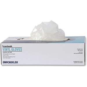 Gants de sécurité jetables Boardwalk BWK365XLBX, extra grands, transparents (100 pièces/boîte), gants en vinyle sans latex à usage général - Product Image 5