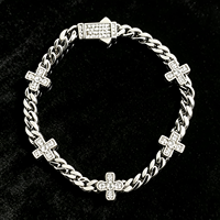 Rantai Hip Hop Mewah Model Cuban Perak 925 Solid Berhiaskan Moissanite Berkilau  Logo Dapat Disesuaikan Gelang Cuban Dengan Berlian Laboratorium