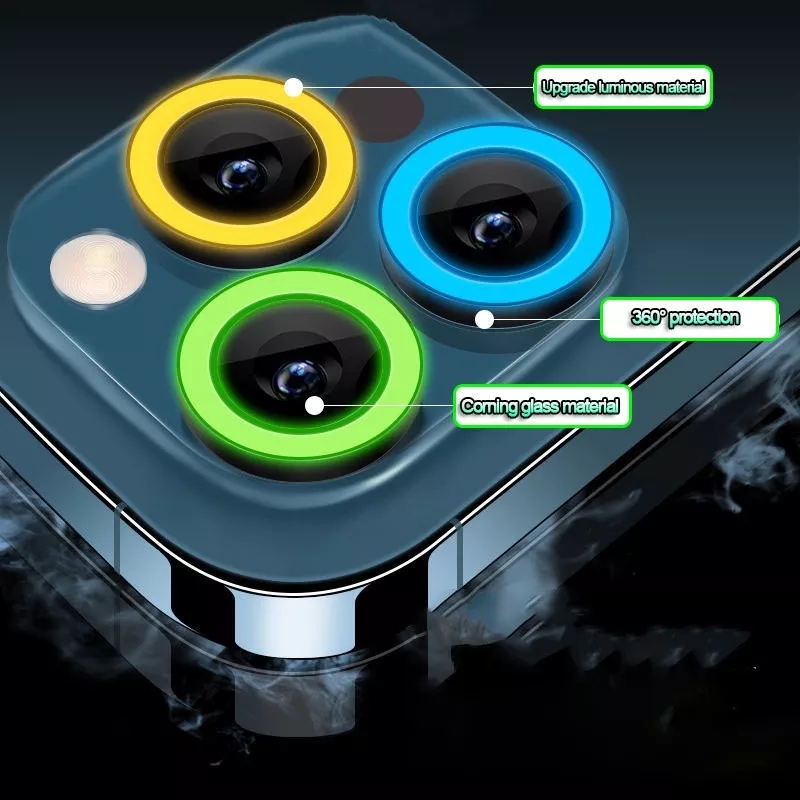 Оптовая продажа, объектив камеры сотового телефона, закаленное стекло, Защита экрана для iphone 14 max, светящаяся защита