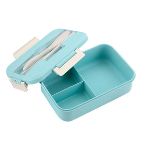 Boîte à petit-déjeuner rectangulaire en plastique écologique, portable, compatible micro-ondes, 3 compartiments, résistante aux fuites et chauffable. - Product Image 5