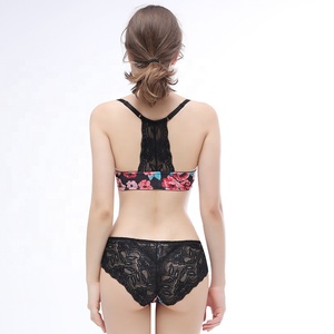 Nouvel Arrivage Ensemble Soutien-Gorge et Culotte Femme Sexy en Dentelle Imprimée à Bretelles Croisées avec Armatures, Lingerie Push-Up Grande Taille - Product Image 2