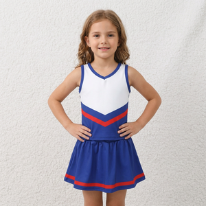 Conjuntos de Ropa Deportiva para Bebés Niñas, Chaleco con Rayas Rojas y Azul Marino, Falda y Pantalones Cortos, Estilo Yoga - Product Image 1