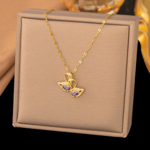 Collar con Colgante de Cisne Doble Chapado en Oro de 18K, Exquisito y Moderno, Cadena para Clavícula para Mujer - Product Image 4
