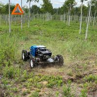 Tondeuse robot tout-terrain 4 roues télécommandée à moteur essence pour jardin, idéale pour les pentes et talus, antidérapante, DIY
