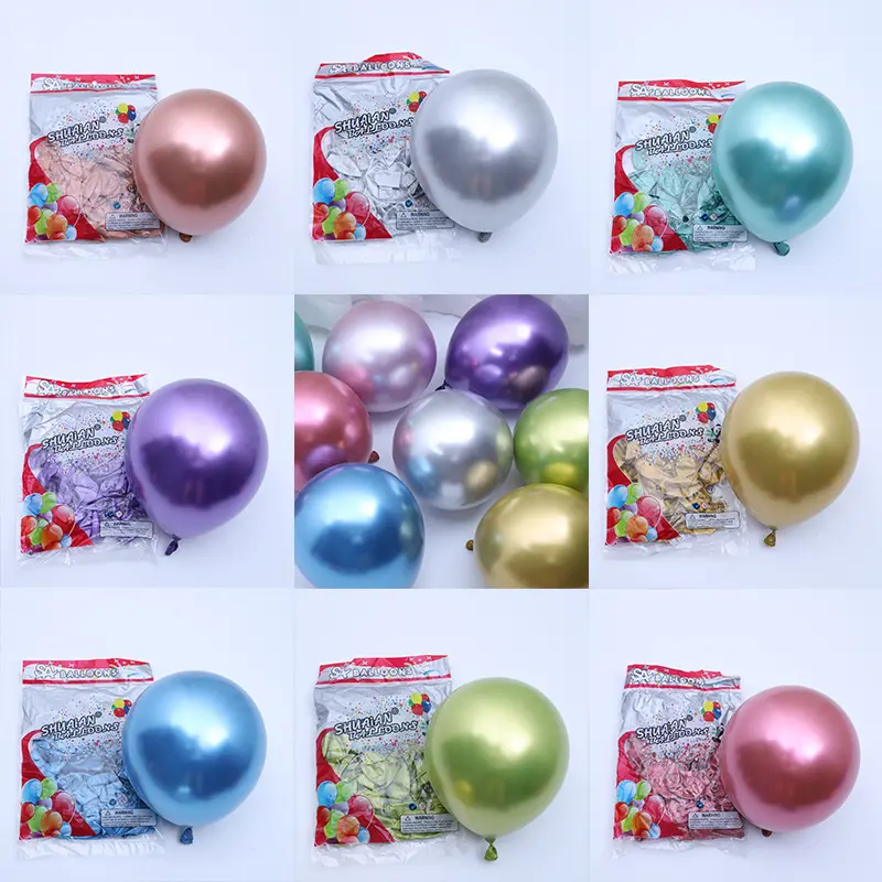 Globo de látex cromado para decoración de cumpleaños, 12 pulgadas, Perla de Metal, látex, grueso, cromado, metálico