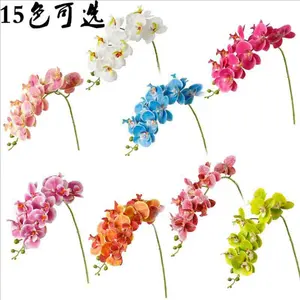 Yeni düğün ev dekoratif çiçek beyaz sahte ipek Phalaenopsis orkide çiçek 3D baskı gerçek dokunmatik lateks yapay orkide