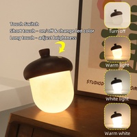 Acorn 3D Lampe Acrylique Usb Led Veilleuse Décorative Acrylique Batterie Lampes Rechargeable Lumière d'Ambiance avec Interrupteur Tactile
