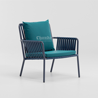 Ensemble de table de chaise de salle à manger en aluminium avec accoudoir chaises de corde de salle à manger en plein air patio