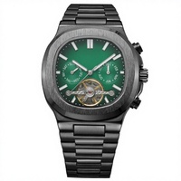 Montre mécanique automatique de luxe pour homme, bracelet en acier inoxydable, tourbillon, étanche 10 bars, design ajouré, haute qualité, style professionnel
