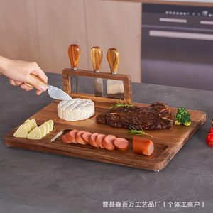 Bamboo Cheese Board <b>Set</b> With Knives And Serving Tray For Food Presentation And Dining - Product Image 2