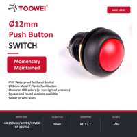 Interrupteur à bouton-poussoir étanche IP67 TOOWEI 12 mm 12 V pour panneau de commande de chariot élévateur