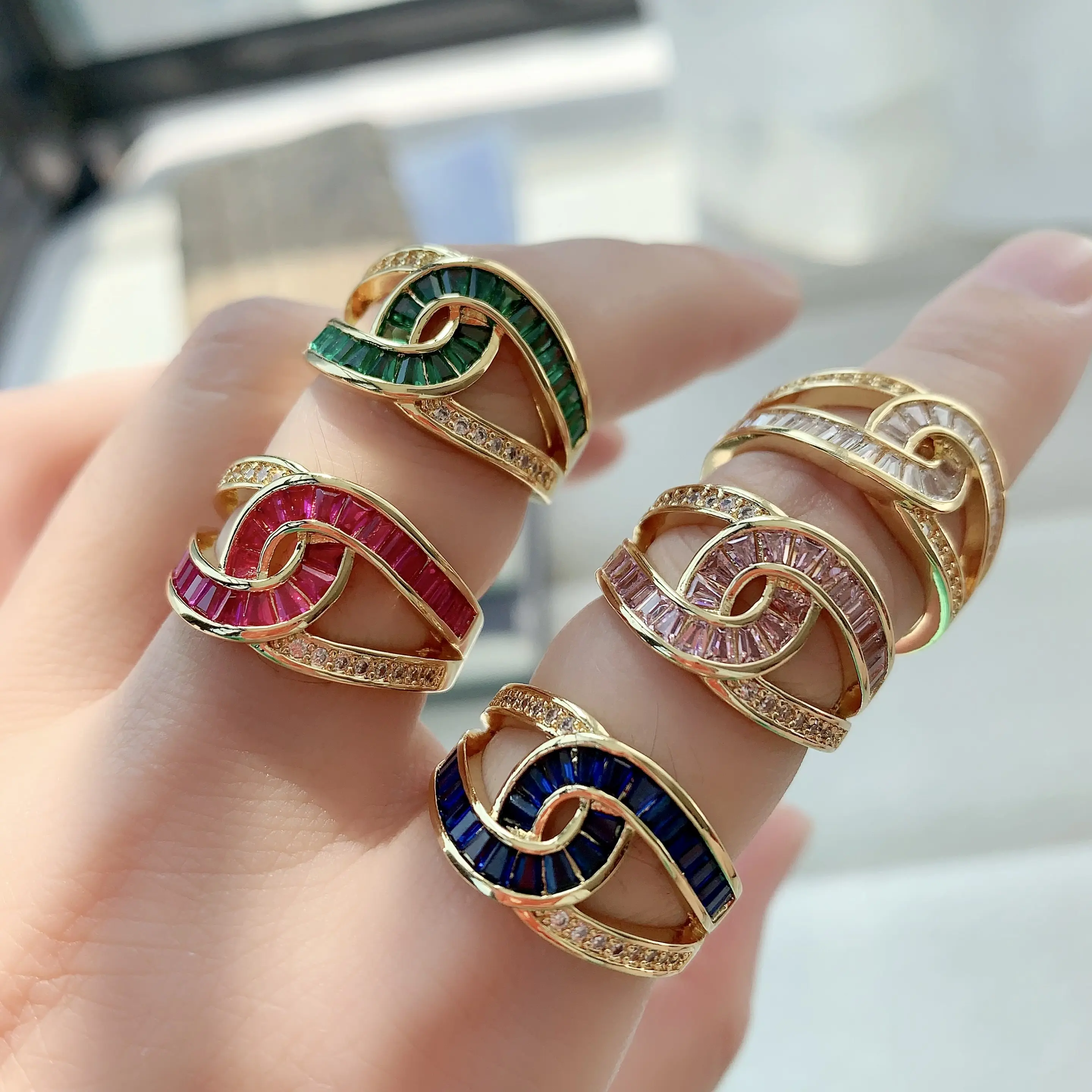 BD-C2315 Mode Vinger Ringen Voor Vrouwelijke Diamanten Ring Dikke Bruiloft Sieraden Kristallen Ring Groothandel