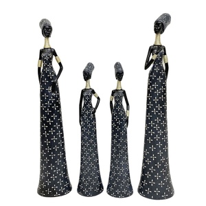 Statue africaine Vintage. Sculpture à la main de Figurines afro-américaines. <span class=keywords><strong>Art</strong></span> africain de dame <span class=keywords><strong>Tribal</strong></span> exotique - Product Image 2