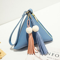 Sac Tendance produk Dropshipping 2024 dompet desainer mewah 2025 tas Mini wanita rumbai kulit dompet segitiga kecil lucu