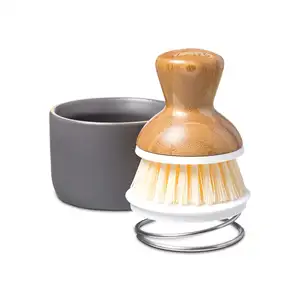 Wholesale Bubble Up Ceramic Soap Dispenser & Bamboo Dish Brush For Kitckenware
